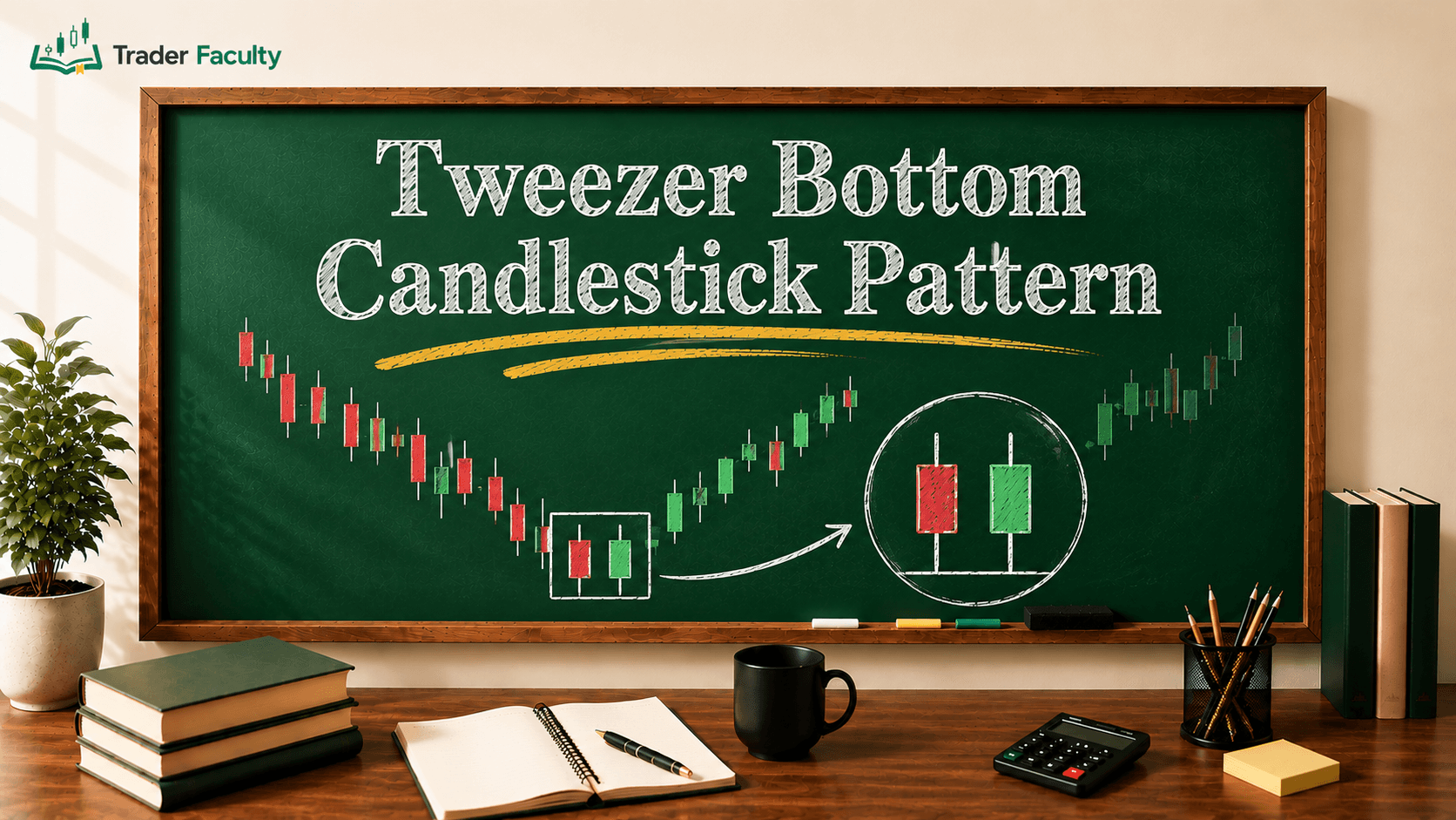 Tweezer bottom candlestick pattern forming at a key support level on a price chart.